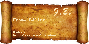 Fromm Bálint névjegykártya
